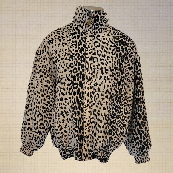 FUDA International Silk Zip-Up Jacket Size Small Y2K Leopard Print - Picture 1 of 6